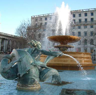 Water Fountains At Trafalgar Square