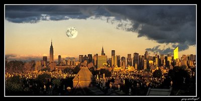 Moonset at First Light, New York