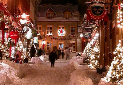 Winter scene in Quebec city (Cartier Champlain).