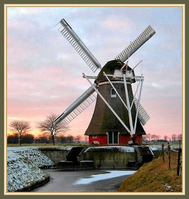 Watermill in winter