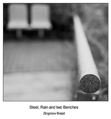 Steel, Rain and two Benches