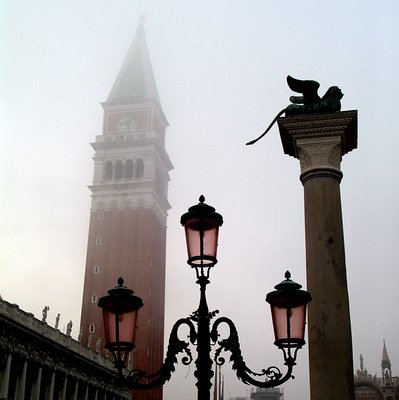 Venice : The bell tower in the fog