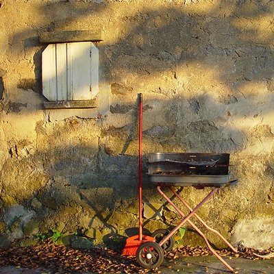 stone cottage - tree shadows