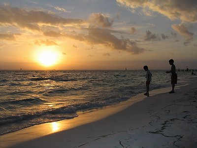 Playing at sunset