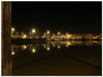 Den Oever harbour by night