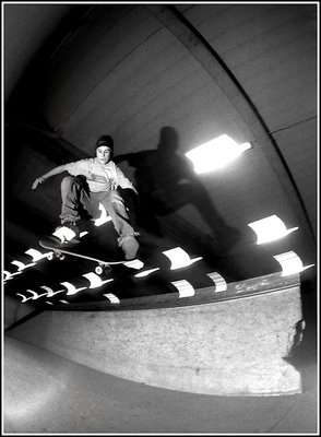 Skateboarding inside...