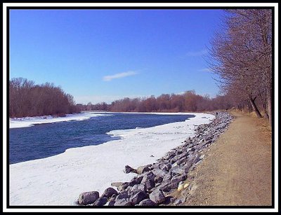 Walking  along the River Pathway.