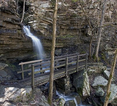 Devil\'s Den State Park - Bridge and Waterfall