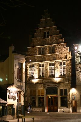 ancient building by night