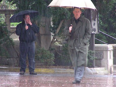 people in rain