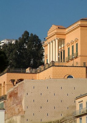 Orange house in Mergellina, Naples Italy