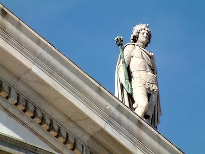 Statue in Piazza Plebiscito in Naples, Italy