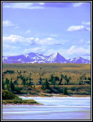 Early Spring, Looking West to the Alberta Rockies.