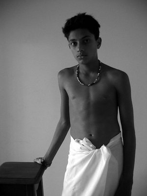 My son in Sri Lankan clothes