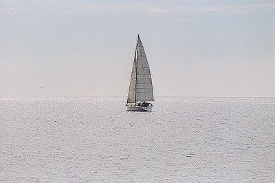 solitary yacht