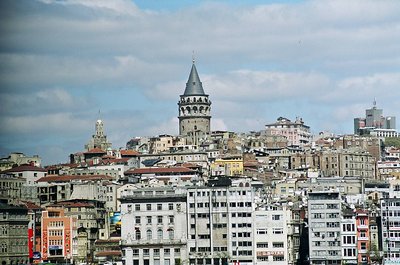 Galata Tower among the buildings