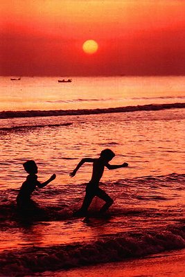 Playing on the beach