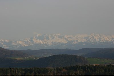 Swiss alps on a clear evening