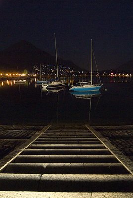 The lakeside of Lecco by night