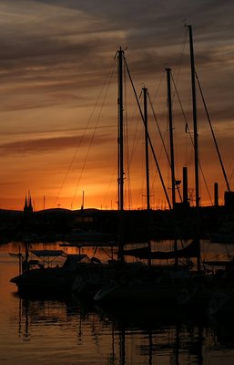 Sunset over Quebec city old port.