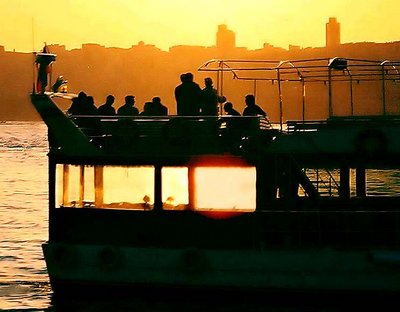 gathered on the deck of a boat