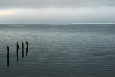 Lake Te Anau with fog