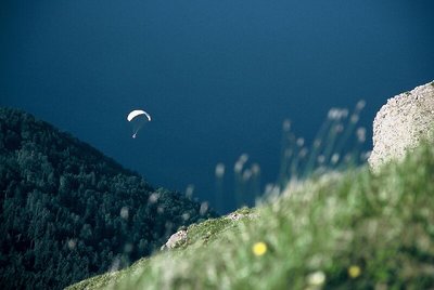 Flying over cliff