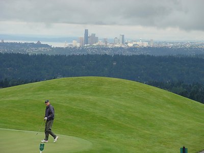 Golfing over Seattle