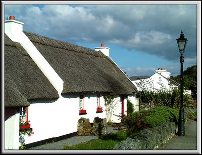 Thatched roof cottages, Ireland.