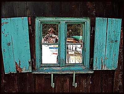 Old window in old boathouse