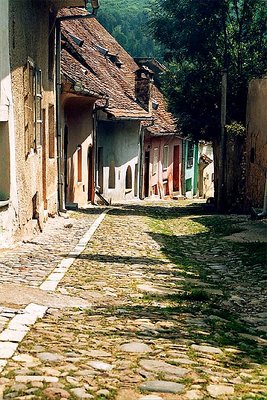 old saxon street in Transylvania