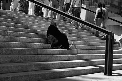Woman on Stairs outside Reina-Sophia