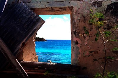 Ocean Through Ruin Window