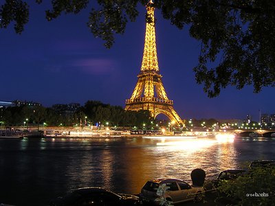 In Paris at night.