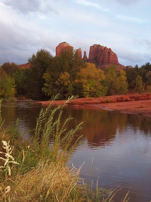 red rocks and water
