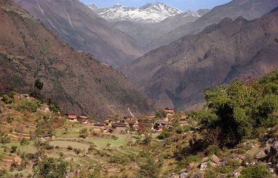 Village at bottom of valley