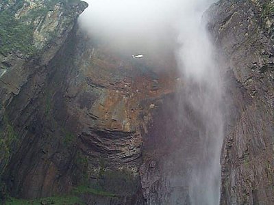 By Helicopter inside the Angel Falls at Canaima