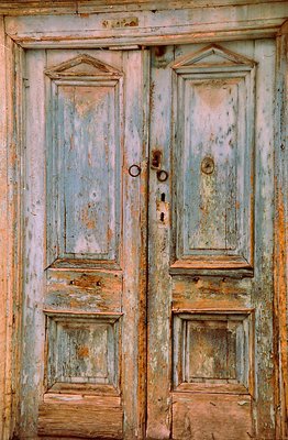 faded blue door