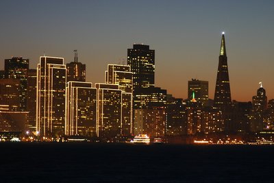 SF sky line at sunset