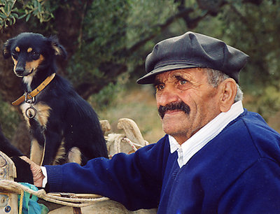 greek man & his dog