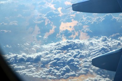 Sea, Sun, Clouds, Plane