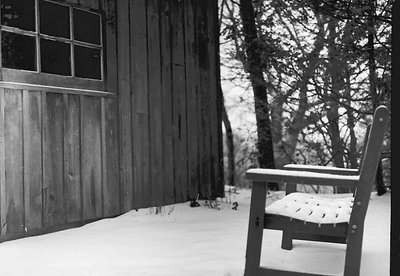 Hut and Chair in the Snow