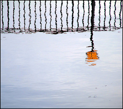 Reflected lamp and railings