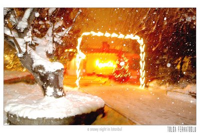 a snowy night in Istanbul