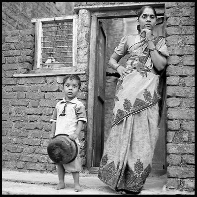 india - mother & son