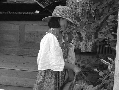 Girl watering plants