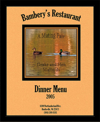 New "Dinner" Menu Cover