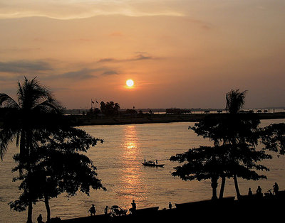 Sunrise on the  Tonle Sap River