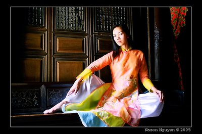 Vietnamese girl in traditional "Aodai" (dress)