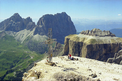 cross in the dolomitic landscape
